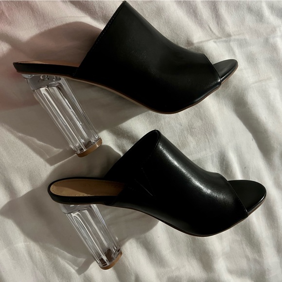 Faux Leather Black Open Toe Booties - Picture 5 of 5